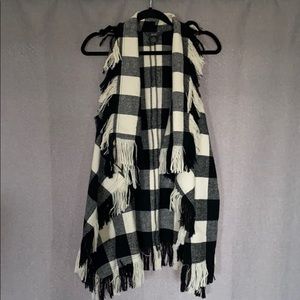 Buffalo Plaid Fringe Vest